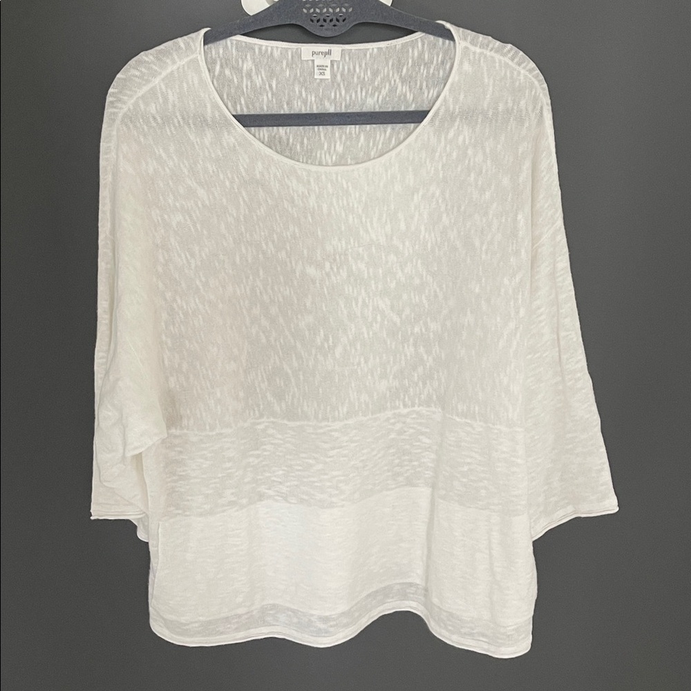 Pure Jill Linen Blend White Oversized Lightweight Summer‎ SweaterTop XS
